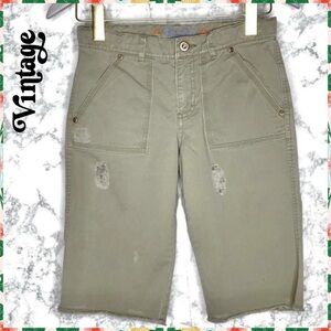 OLD NAVY Earth Tone Green Destructed Vintage Bermuda Shorts Girls 14